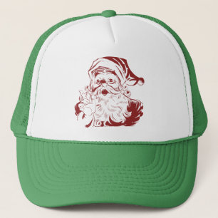 Jolly Santa Claus in Red Fun Retro Merry Kerstmis Trucker Pet