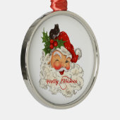 jolly Santa Claus Merry-kerstretro Metalen Ornament (Rechts)