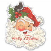  jolly Santa Claus Merry-kerstretro Sticker (Voorkant)