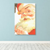 Jolly Santa Claus met een geheim kerstfeest Canvas Afdruk (Insitu (Houten vloer))