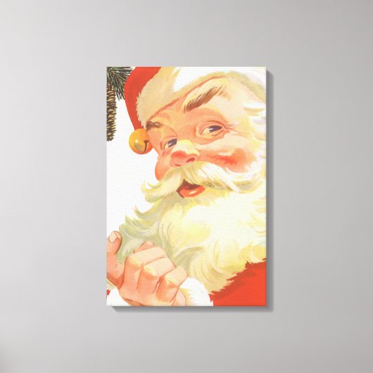 Jolly Santa Claus met een geheim kerstfeest Canvas Afdruk (Voorkant)