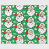 Jolly Santa Claus Naam van kind toevoegen Rood & G Cadeaupapier (Vlak)