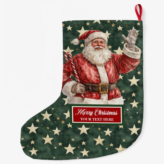 Jolly Santa Claus Stocking Gepersonaliseerd in Grote Kerstsok (Achterkant)