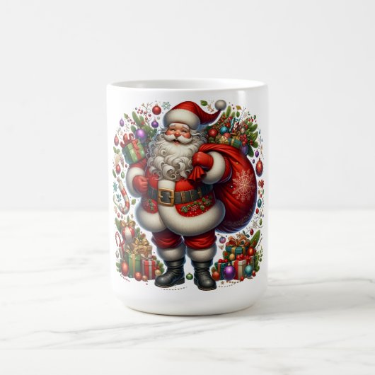 Jolly Santa Claus Surrounded by Gifts Koffiemok (Center)