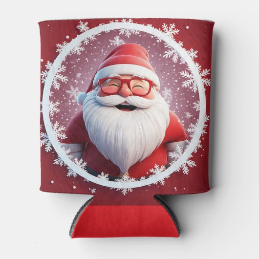 Jolly Santa Claus Surrounded by Snowflakes Blikjeskoeler (Voorkant)