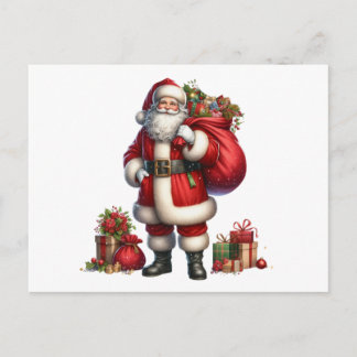 Jolly Santa Claus with gift sack Feestdagenkaart
