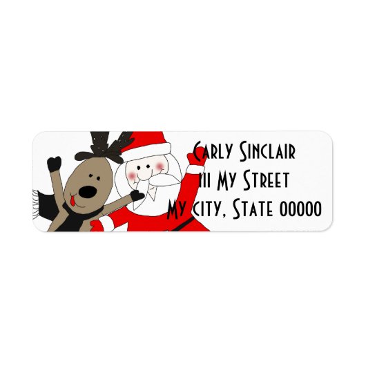 Jolly Santa en Reindeer Etiket (Voorkant)