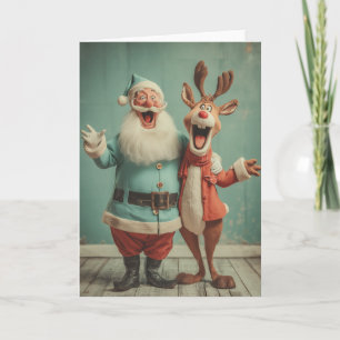 Jolly Santa en Rudolph vrolijk Feestdagen Kaart