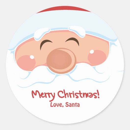 Jolly Santa Face Holiday Gift Ronde Sticker (Voorkant)