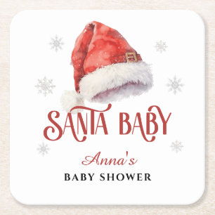 Jolly Santa Hat Baby shower drinken bar Vierkante Kartonnen Onderzetter