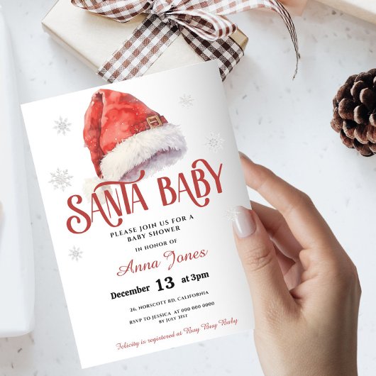 Jolly Santa Hat Baby shower Kaart
