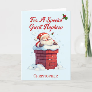 Jolly Santa in de schoorsteen Grote neef Kerstmis Feestdagen Kaart