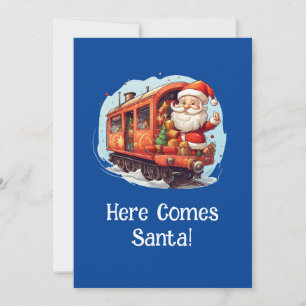 Jolly Santa Kerstmis Trein Wenskaart Feestdagenkaart