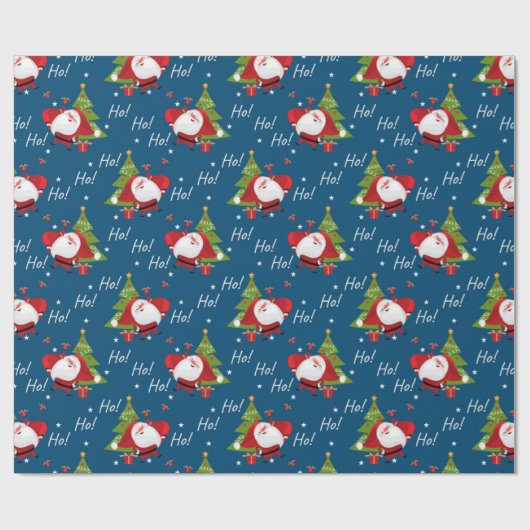 Jolly Santa Kerstpattern Cadeaupapier (Vlak)