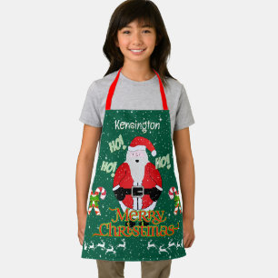 Jolly Santa Merry Christmas Candy Cane op GROEN Schort