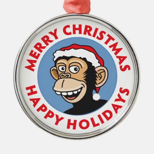 Jolly Santa Monkey Metalen Ornament (Voorkant)