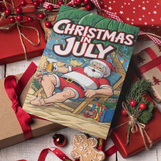 Jolly Santa ontspannen met bier Briefkaart