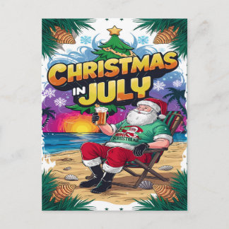 Jolly Santa ontspannen met een biertje Briefkaart
