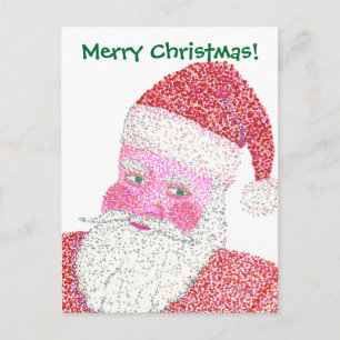 Jolly Santa Pointillism Merry-Briefkaarten voor ke Feestdagenkaart