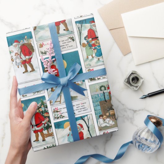 Jolly Santa Winter Fun Collage Cadeaupapier (Geschenken)