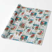 Jolly Santa Winter Fun Collage Cadeaupapier (Uitgerold)