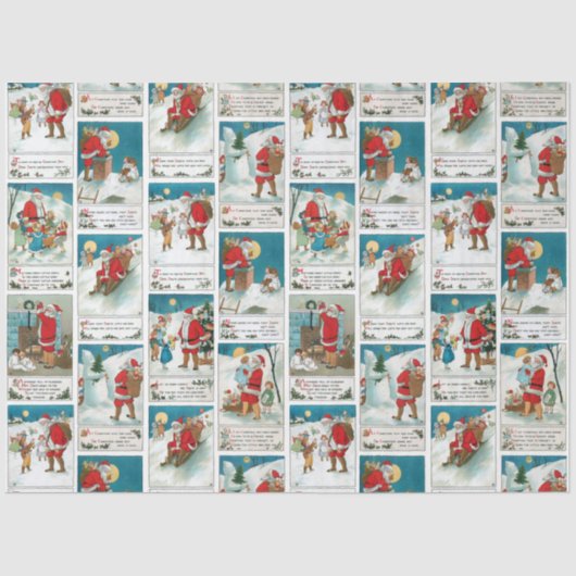 Jolly  Santa Winter Fun Collage Tissuepapier (Voorkant)