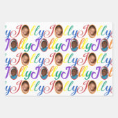 JOLLY Script Rainbow op White 4 Fotokerstmis WR Inpakpapier Vel (Voorkant)
