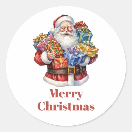 Jolly Sinterklaas in traditioneel rood pak Ronde Sticker (Voorkant)