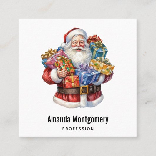 Jolly Sinterklaas in traditioneel rood pak Vierkante Visitekaartje (Voorkant)