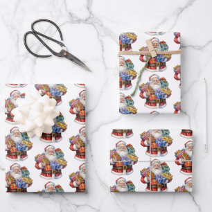 Jolly Sinterklaas Klassiek Kerstpatroon Inpakpapier Vel
