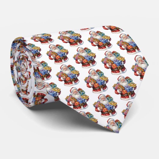 Jolly Sinterklaas Klassiek Kerstpatroon Stropdas (Opgerold)