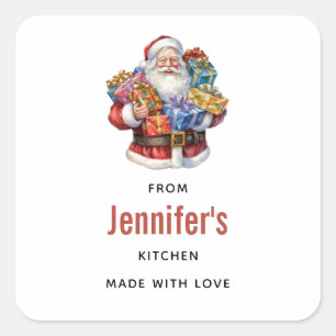 Jolly Sinterklaas Klassieke Kerstkeuken Vierkante Sticker