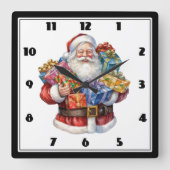 Jolly Sinterklaas Klassieke Kerstmis Vierkante Klok (Voorkant)