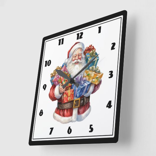 Jolly Sinterklaas Klassieke Kerstmis Vierkante Klok (Hoek)