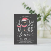 Jolly Snowman Christmas Party Invitation Carte pos (Debout devant)