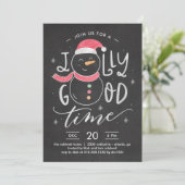 Jolly Snowman met kerstfeest Uitnodiging (Staand voorkant)