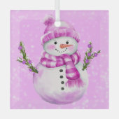 Jolly Snowman Pink Glas Ornament (Voorkant)