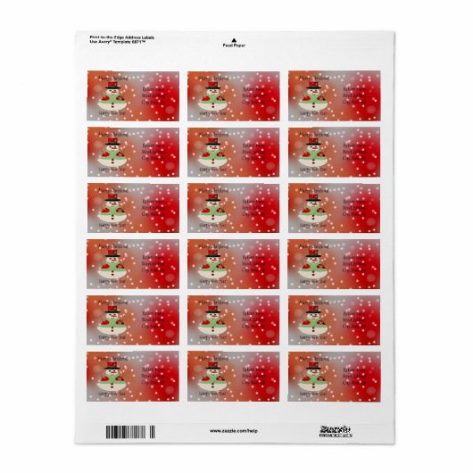 Jolly Snowman Snowy Dreams Etiket (Full Sheet)
