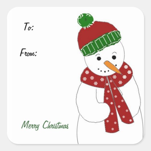 Jolly Snowman Vierkante Sticker (Voorkant)