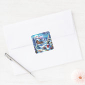 Jolly Snowman Vierkante Sticker (Envelop)