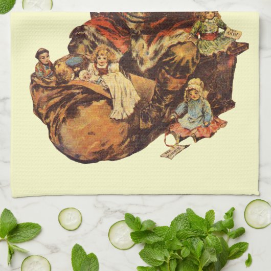 Jolly St. Nick Santa Claus Victoriaans Kunst Theedoek (Gevouwen)