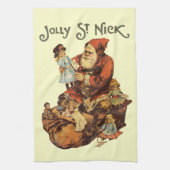Jolly St. Nick Santa Claus Victoriaans Kunst Theedoek (Verticaal)