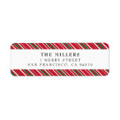 Jolly Stripes Merry kerstreturn Address Label (Voorkant)