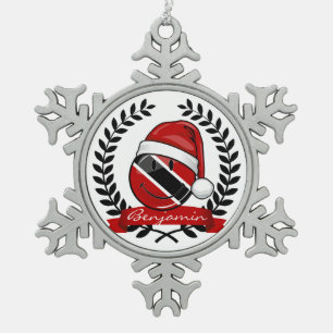 Jolly Trinidad Flag kerststijl Tin Sneeuwvlok Ornament