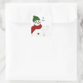 Jolly Waving Snowman Vierkante Sticker (Tas)