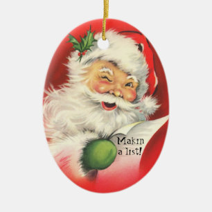 Jolly Winking Santa Kerstmis-Ornament Keramisch Ornament