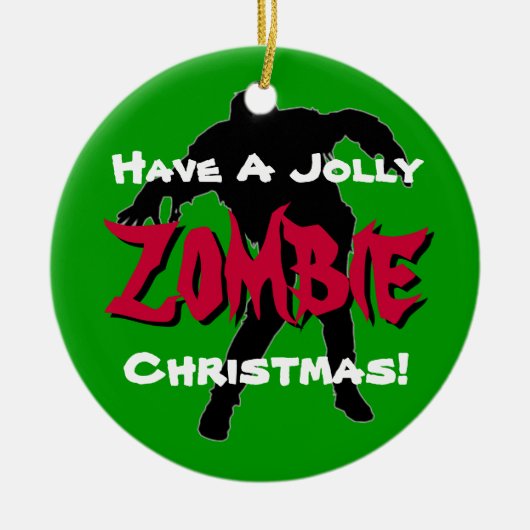 Jolly Zombie-kerstversiering (groen) Keramisch Ornament (Voorkant)