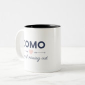 JOMO - Joy of missing out Tweekleurige Koffiemok (Voorkant links)
