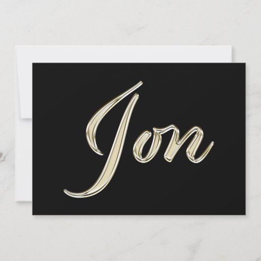 Jon Nom or blanc Carte en écriture manuscrite (Devant)