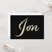 Jon Nom or blanc Carte en écriture manuscrite (Devant/Arrière en situation)